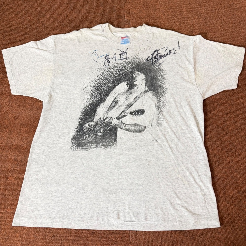 Vintage Pat Travers Live Signed T Shirt Mens XL Hanes Heavyweight Gray Rock Band